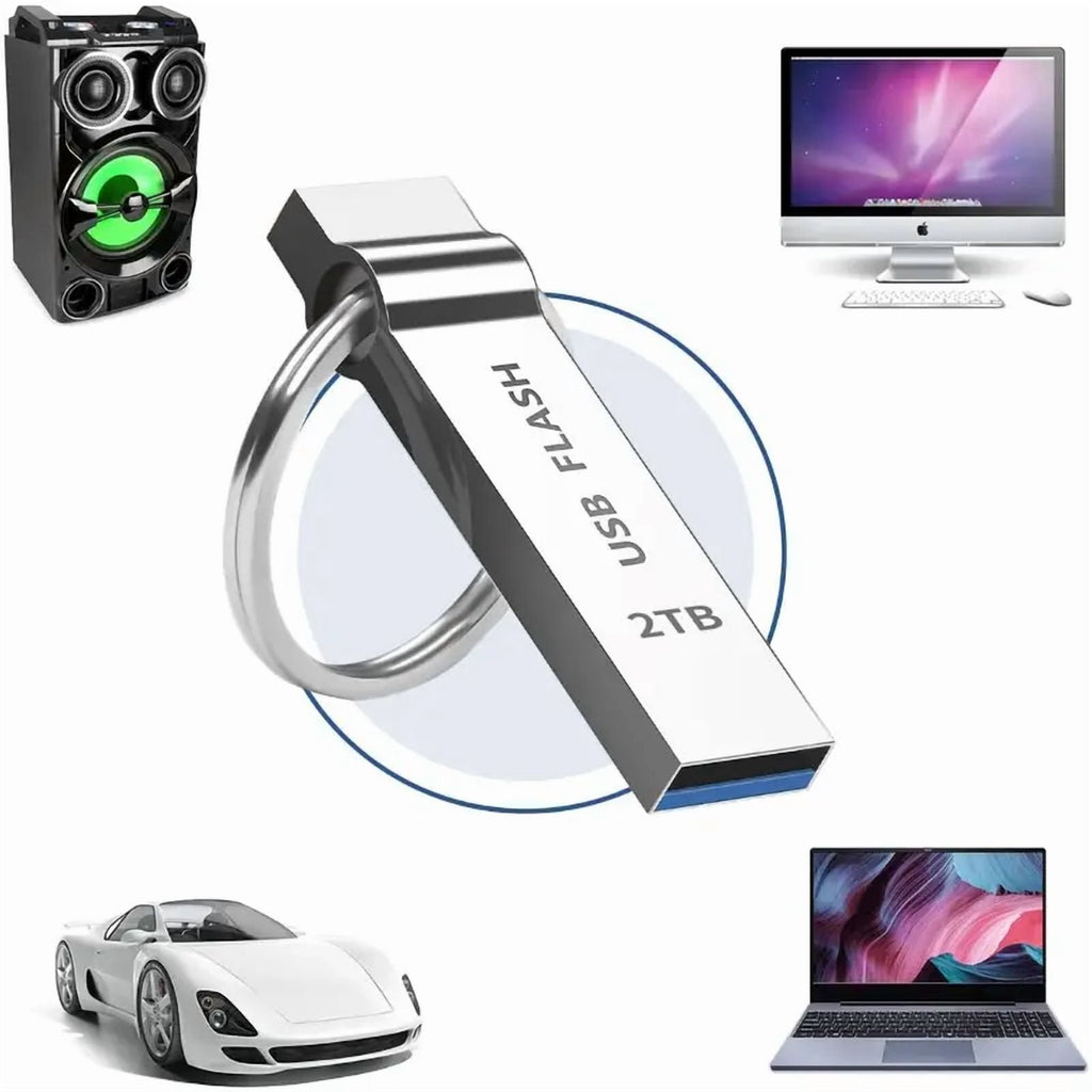 MAOLAI 2TB USB Flash Drive Silver Metal 360 Degree Rotatable