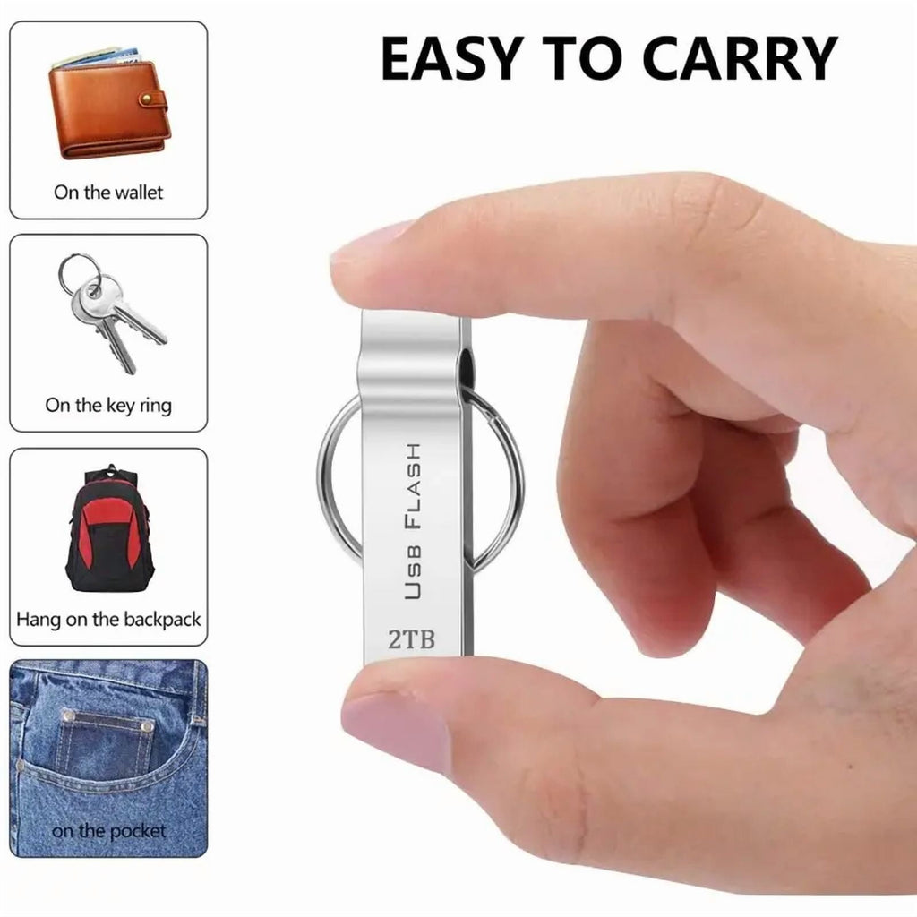 MAOLAI 2TB USB Flash Drive Silver Metal 360 Degree Rotatable