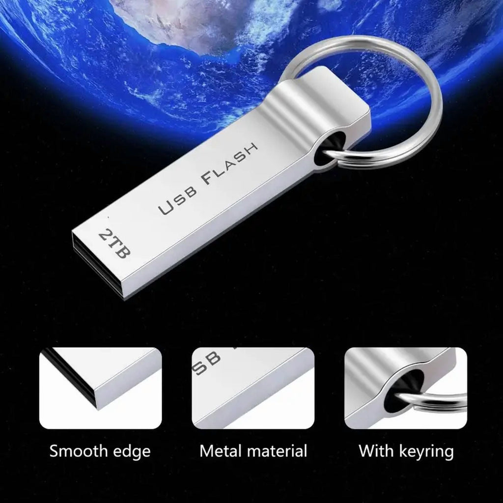 MAOLAI 2TB USB Flash Drive Silver Metal 360 Degree Rotatable