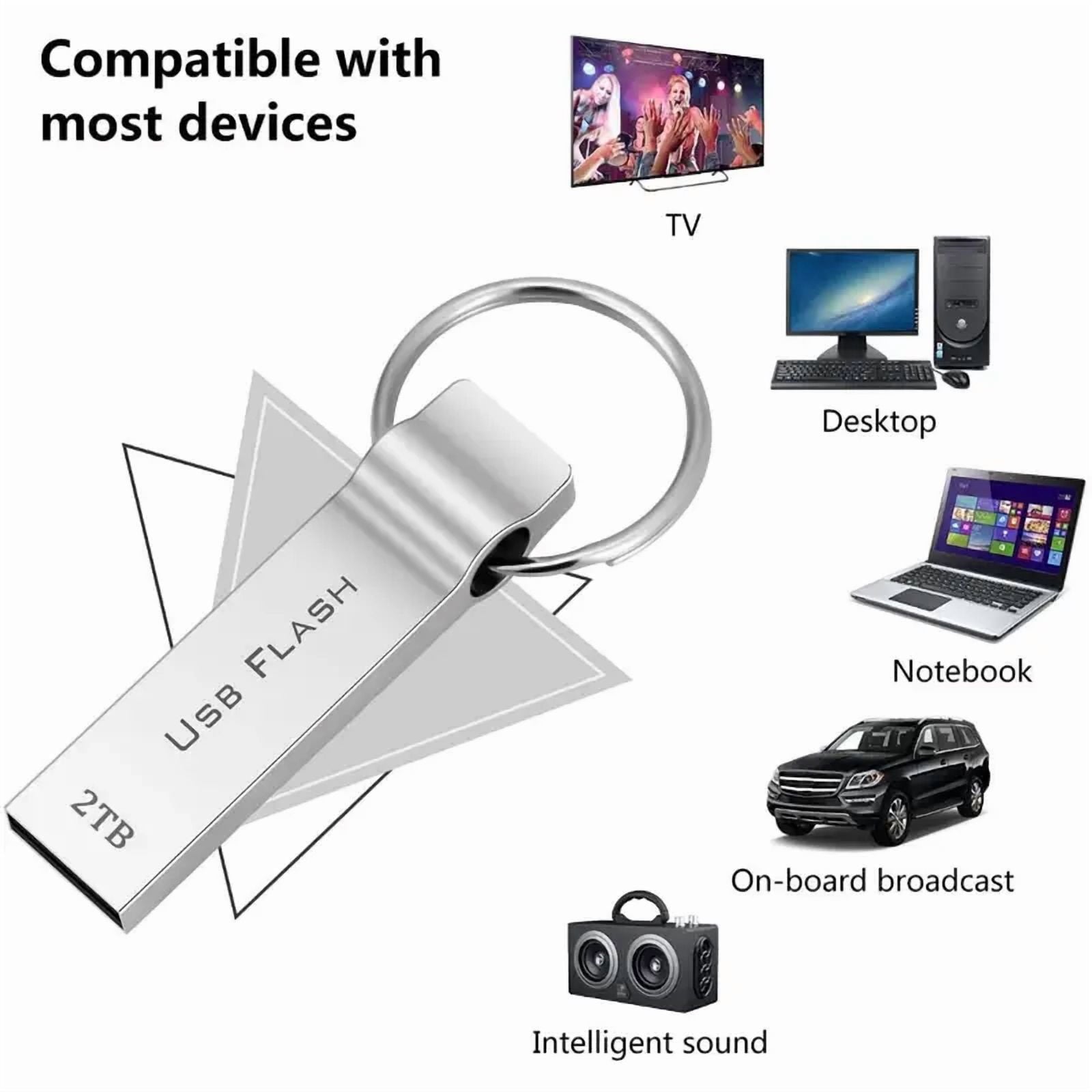 MAOLAI 2TB USB Flash Drive Silver Metal 360 Degree Rotatable